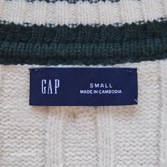 NWT GAP Sweater Tennis Polo Cricket Cable Knit GREEN - Picture 3 of 8